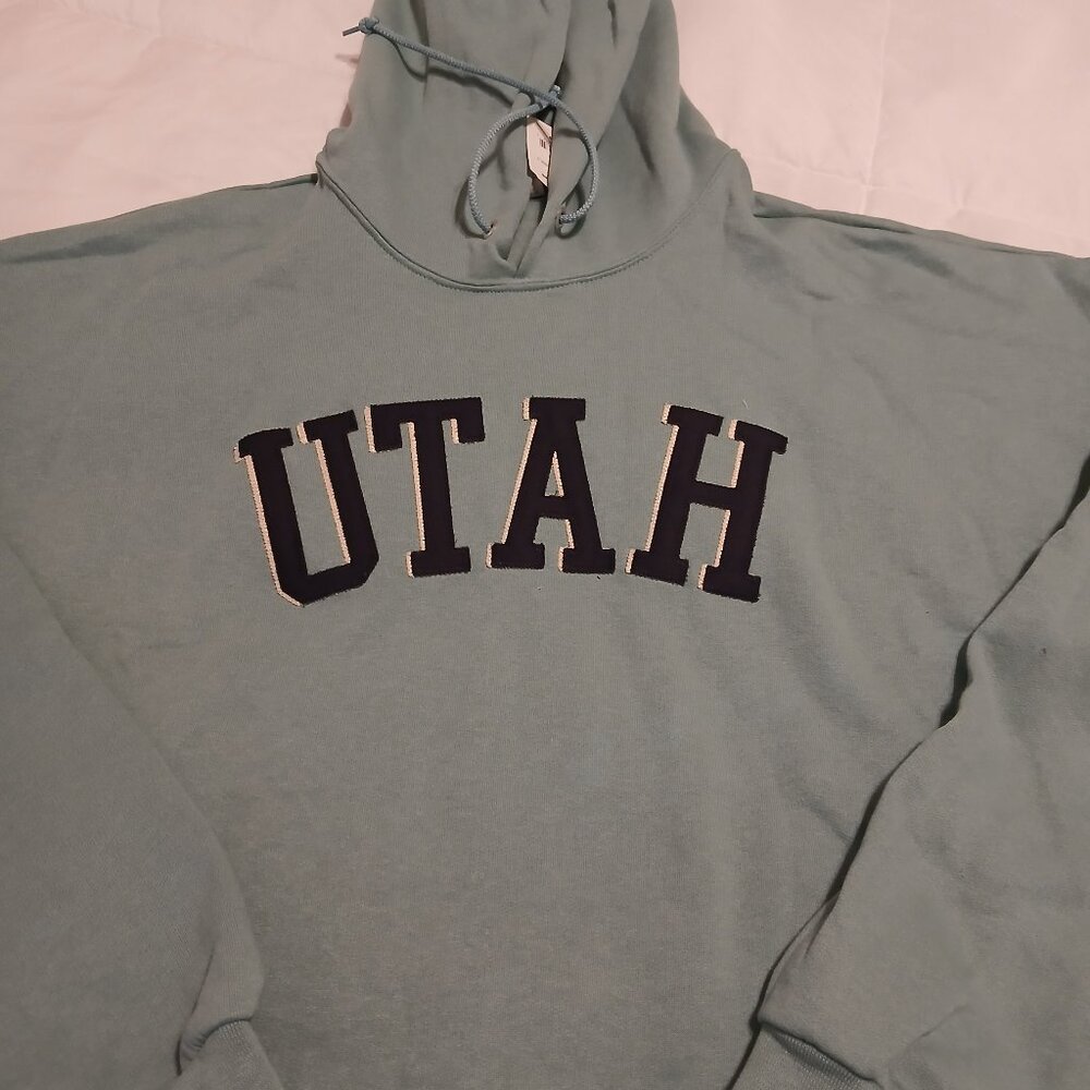 Utah Mint Aqua Preppy Collegiate style hooded sweatshirt